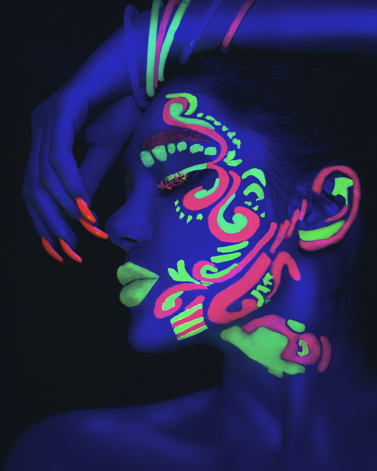 Neon face paint